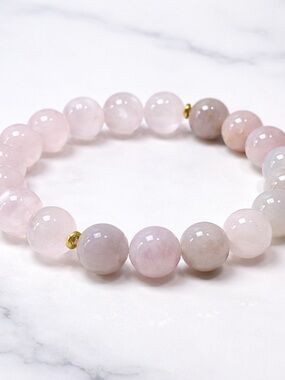 💕2/$30 Rose Quartz & Purple Quartz Bracelet 10mm Beaded 6.75” Stretch